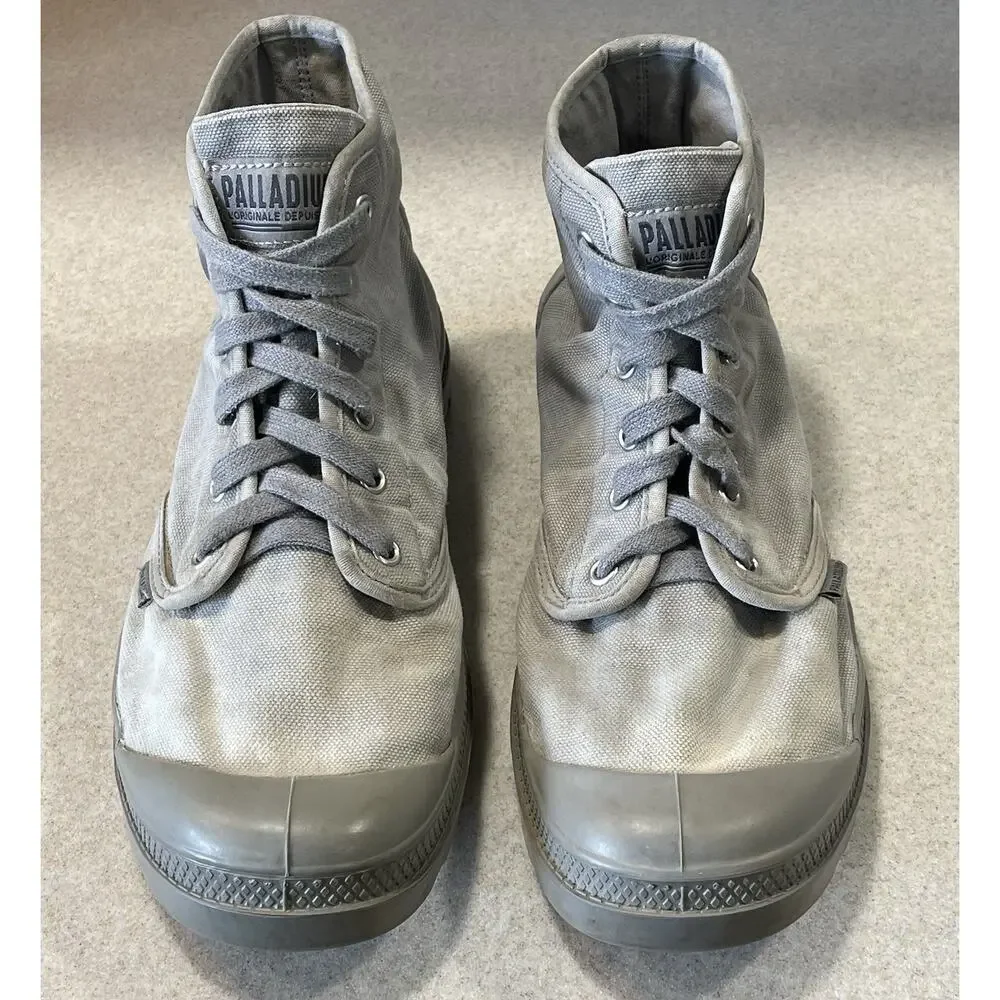 Palladium Hi Top Lace Up Canvas Sneakers Men’s Size 10.5 Gray Casual Shoes